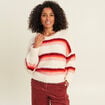 Pull col rond orange femme