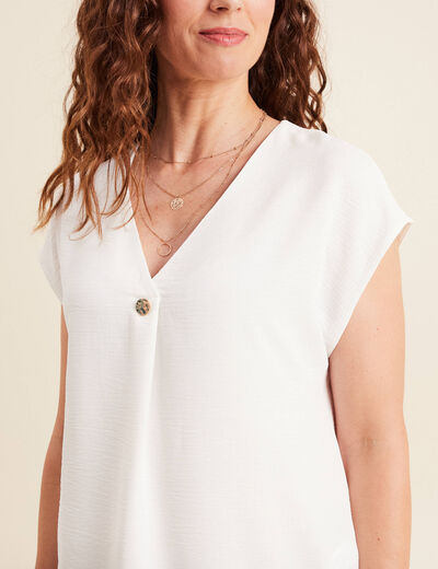 Blouse manches courtes fluide ecru femme