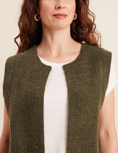 Gilet sans manches vert kaki femme