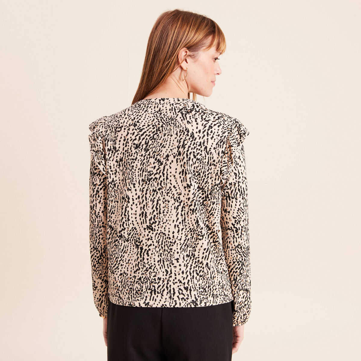 T-shirt manches longues beige femme