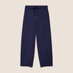 Pantalon large taille haute bleu marine femme