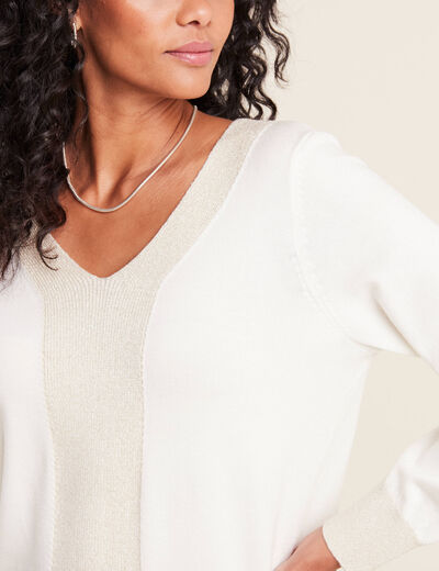 Pull manches longues ecru femme