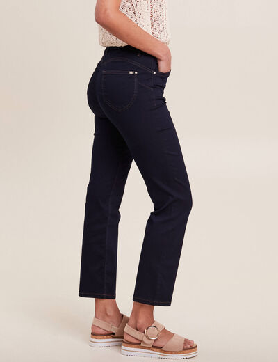 Jean droit taille haute 7/8ème denim brut femme