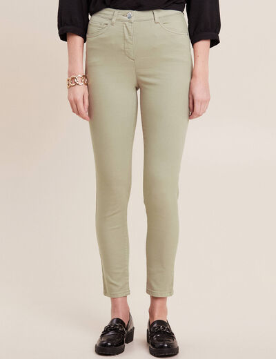 Pantalon léger taille haute 7/8ème vert clair femme