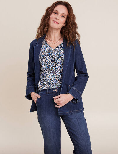 Veste tailleur en jean denim brut femme