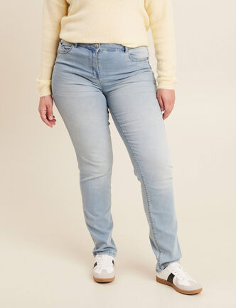 Jean coupe ajust&eacute;e long denim baby bleu femme