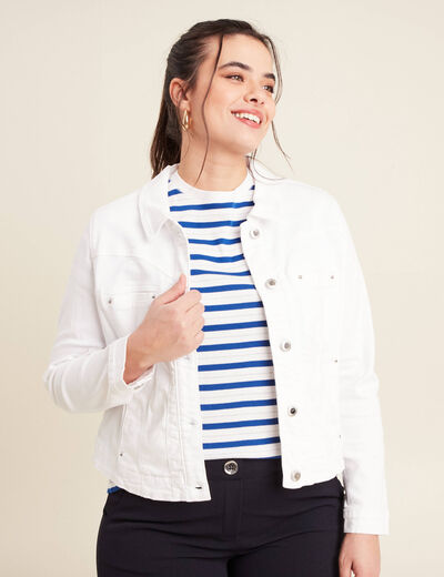 Blouson ajusté boutonné ecru femme