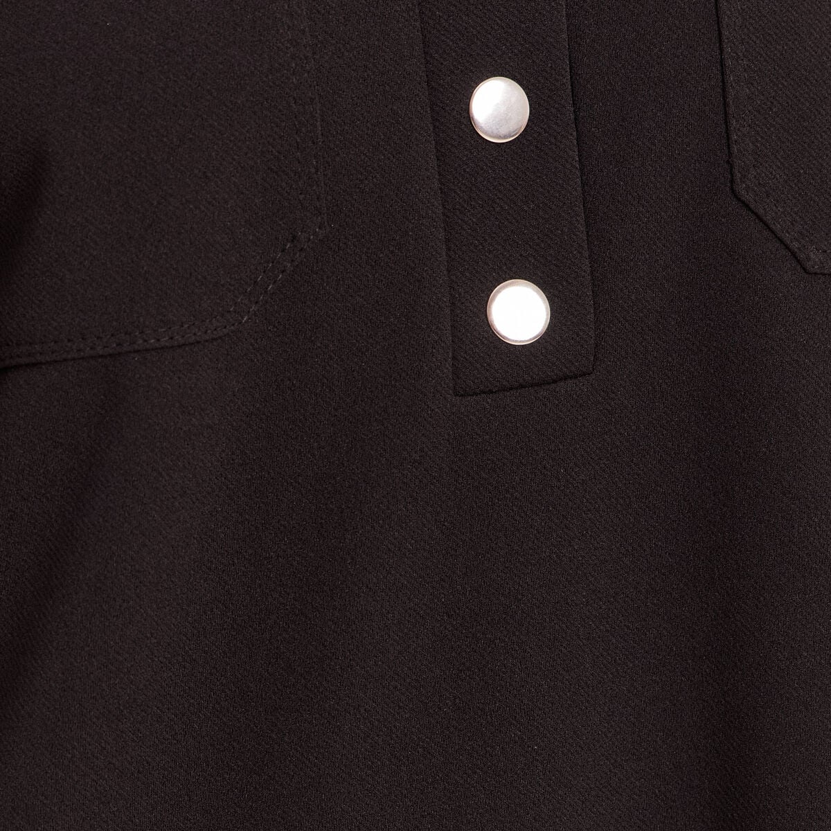 Robe droite courte en maille col chemise noir femme
