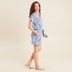 Short droit ceinturé bleu femme