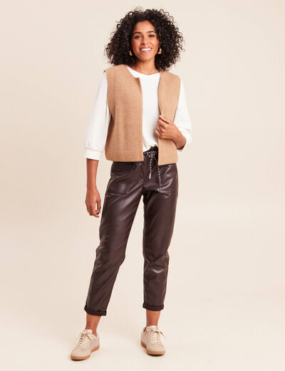 Gilet sans manches marron femme
