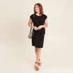 Robe cintrée courte col rond noir femme