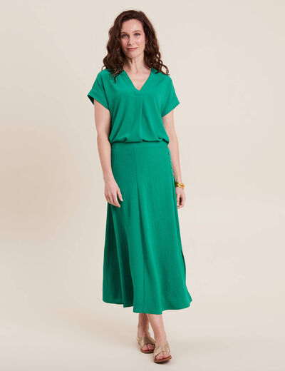 Jupe longue évasée vert émeraude femme