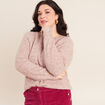 Pull col rond beige femme