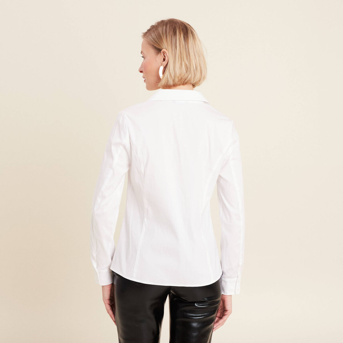 Chemise manches longues zippée blanc femme