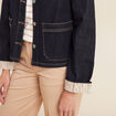 Veste sans col denim brut femme
