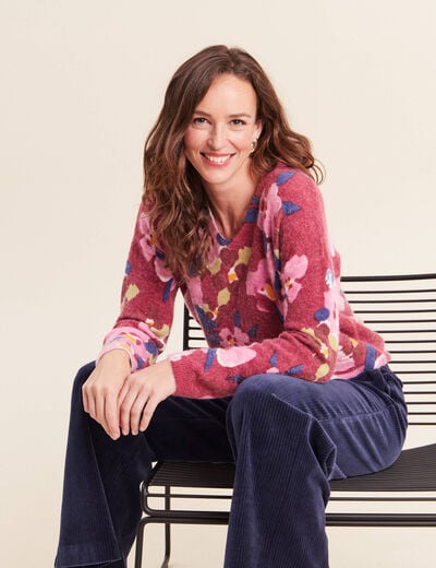Pull manches longues rose femme