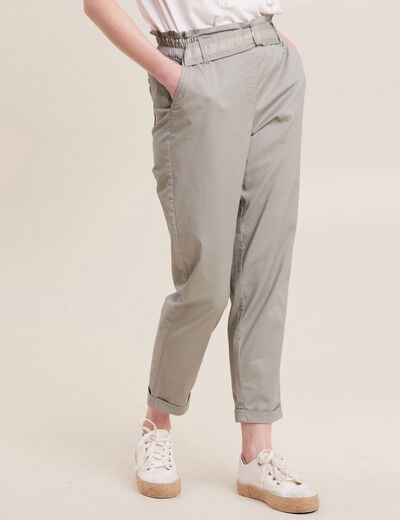 Pantalon chino 7/8ème vert clair femme