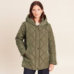 Doudoune doubl&eacute;e avec capuche vert kaki femme