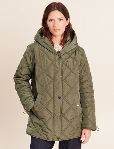 Doudoune doubl&eacute;e avec capuche vert kaki femme