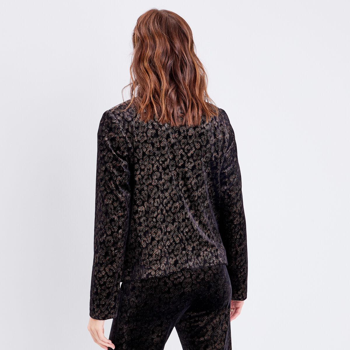 Veste droite velours noir femme