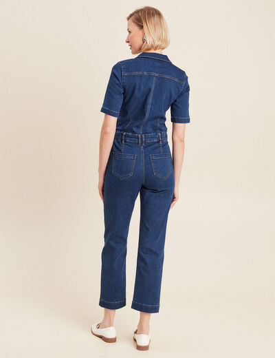 Combinaison pantalon en jean denim stone femme