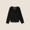 Blouse col v manches longues noir femme