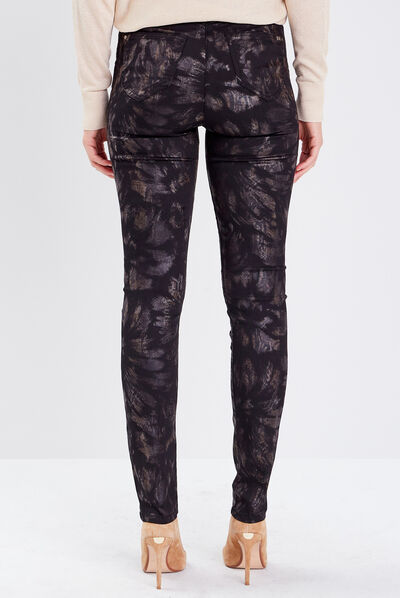 Pantalon ajusté denim noir femme