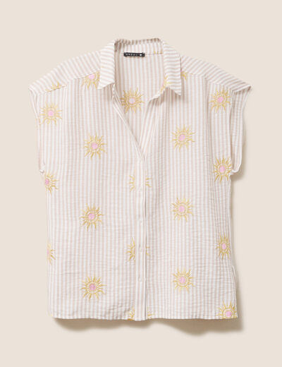 Chemise droite courte manches courtes rose femme