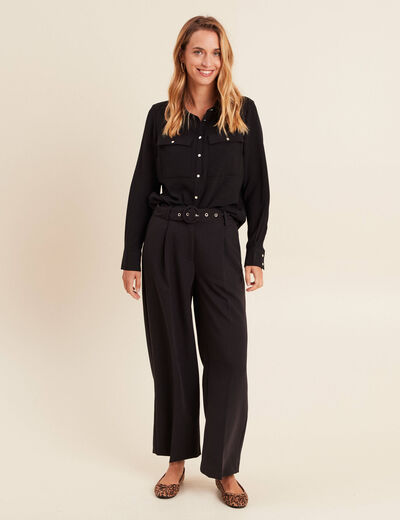 Chemise manches longues noir femme