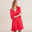 Robe empire smockée satin rose cerise femme