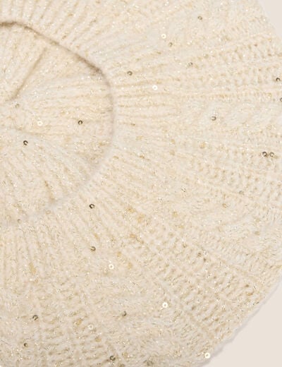 B&eacute;ret aspect laineux creme femme