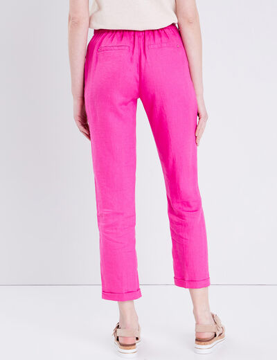 Pantalon chino taille basculée rose fushia femme