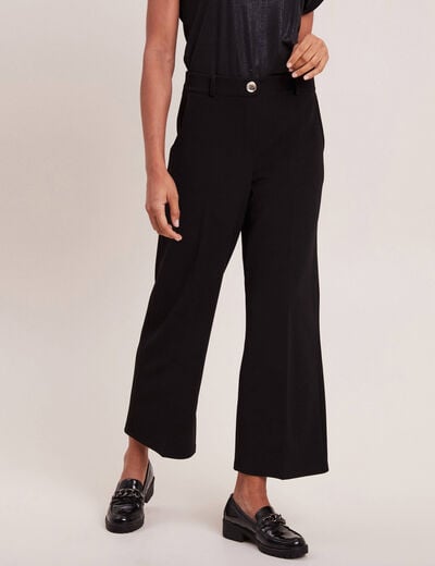 Pantalon large pinces noir femme
