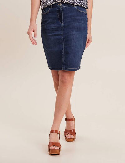 Jupe droite denim brut femme