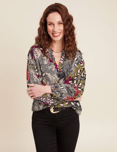Blouse manches 3/4 vert femme