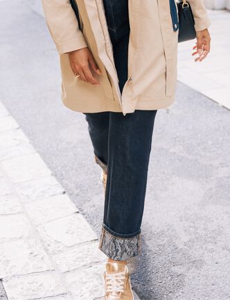 Jean ajusté taille standard denim brut femme