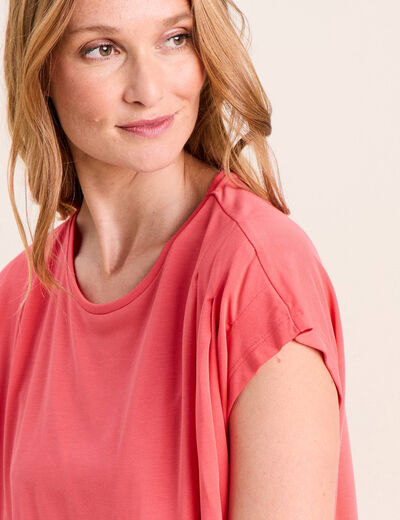 T-shirt droit col rond manches courtes rouge femme