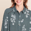 Chemise fluide manches longues vert femme