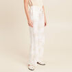Pantalon large taille haute beige femme