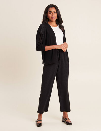 Pantalon flou droit 7/8ème noir femme