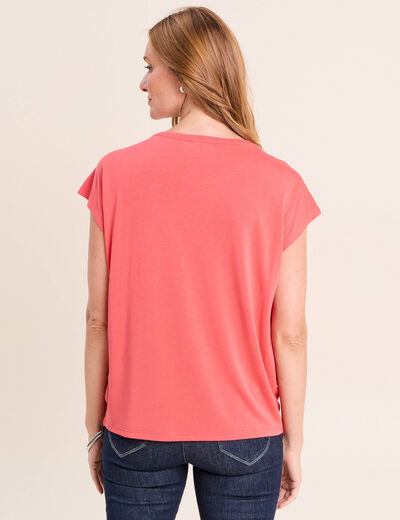 T-shirt droit col rond manches courtes rouge femme