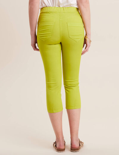Pantacourt ajusté taille haute vert anis femme