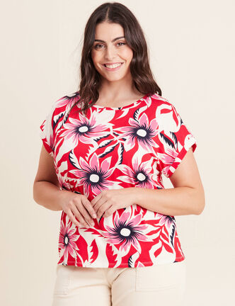 T-shirt manches courtes rouge femme