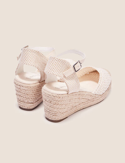 Espadrilles compensées macramé ecru femme
