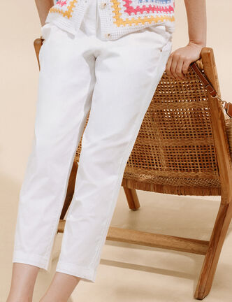 Pantalon mom blanc femme