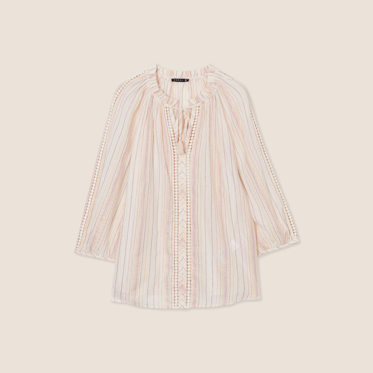 Blouse manches 3/4 rose pastel femme