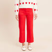 Pantalon droit 7/8&egrave;me taille standard rouge fluo femme