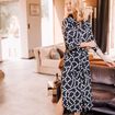 Robe longue évasée ceinturée noir femme