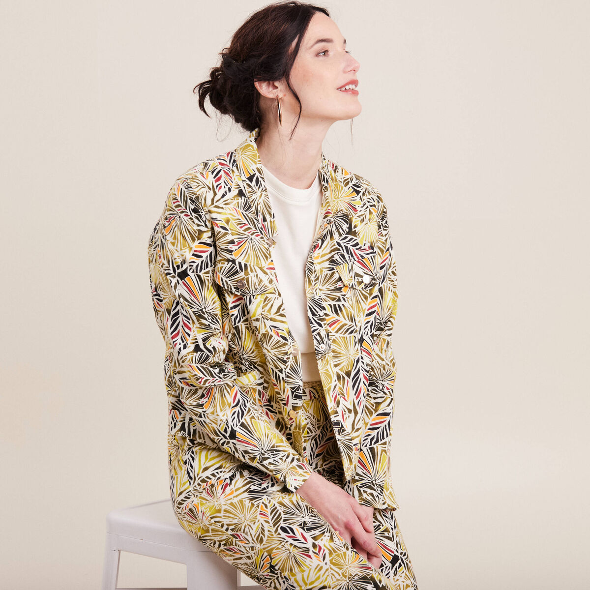 Veste boutonn&eacute;e vert femme