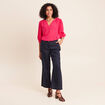 Pantalon large taille standard bleu fonc&eacute; femme